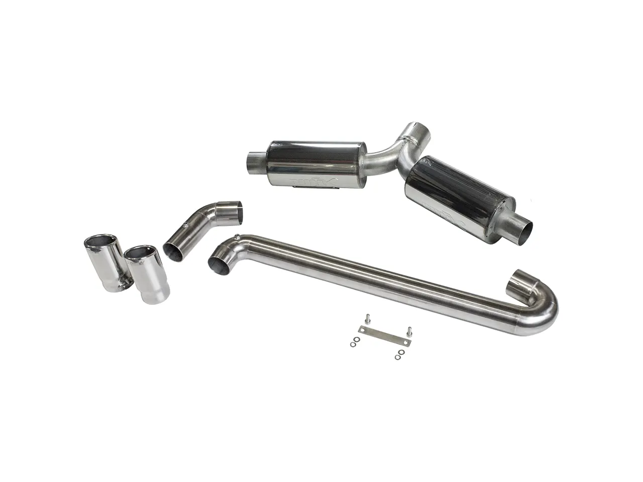 Bull-X ECE Endschalldämpfer 3" Y-Style linksseitig 1K Plattform 2.0 T(F)SI FWD (z.B. Golf 5/6) - für Leon Cupra, Audi A3 8P Sportback (lange Version)