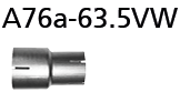Adapter 76.5 mm innen auf 63,5 mm innen, 63.5 mm beide Seiten geschlitzt, Länge 130 mm