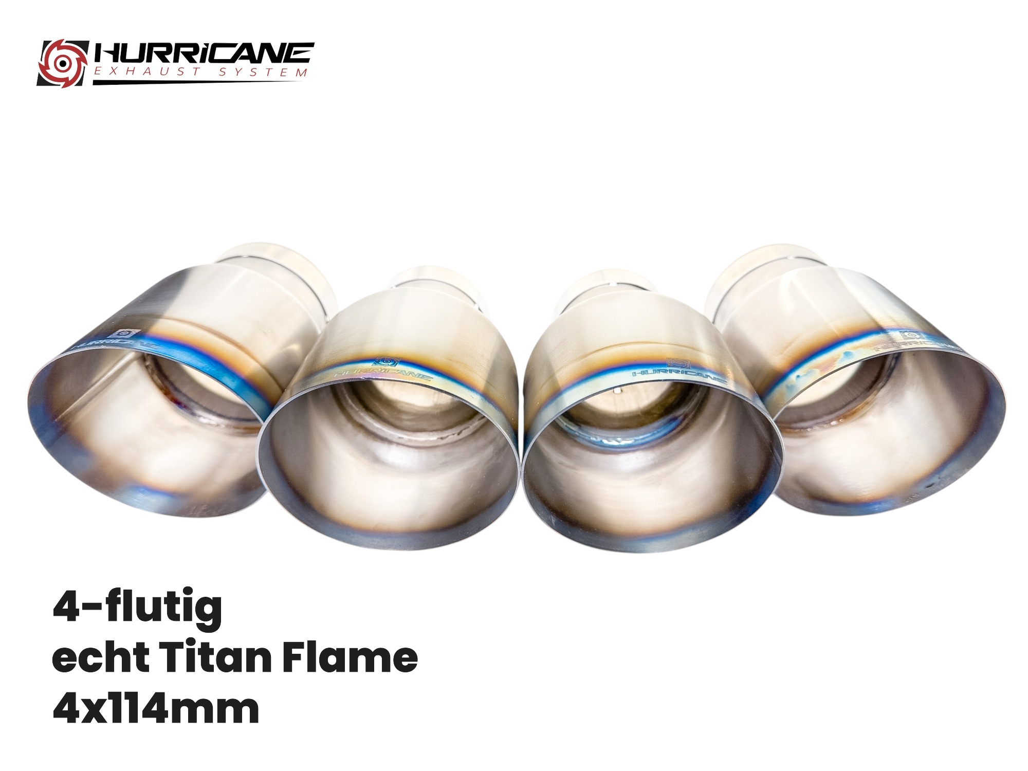 4-flutige Endrohre echt Titan Flame (114mm)
