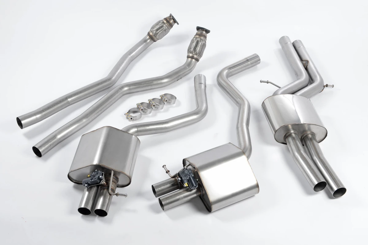 Milltek Klappen Sportauspuff passend für Audi RS6 & RS7 C7 Sportback 4.0 V8 TFSI Bi-Turbo quattro gedämpft (resonated)