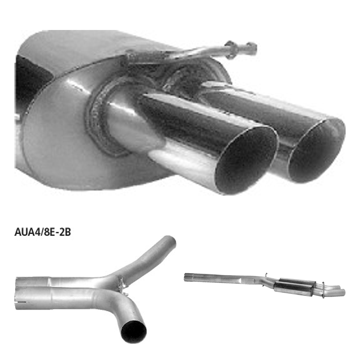 Bastuck Komplettanlage Quattro – Audi A4 / S4 B6/B7 A4 B6/B7 (Bj. 2000-2008) 6 Zyl. 2WD außer Diesel Limousine, Avant (8E) / Cabrio (8H)