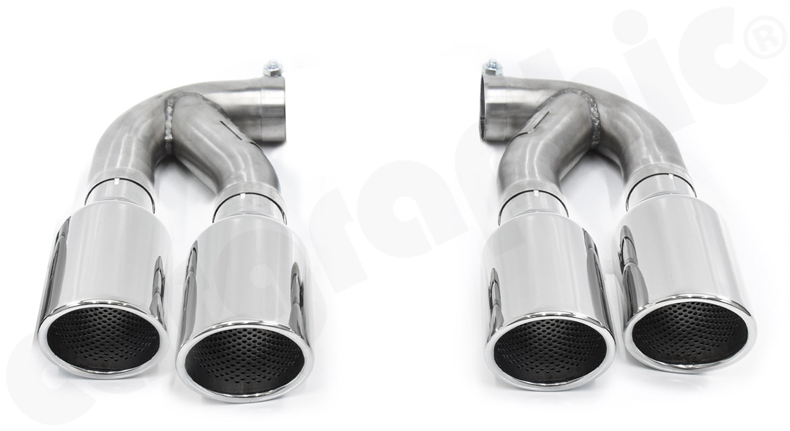Cargraphic Endrohrsatz Porsche 955 Cayenne 2x100mm Perforationseinsatz Hochglanzpoliert