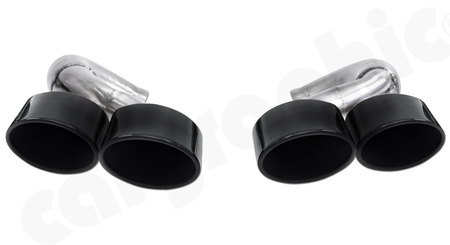 Cargraphic Endrohrsatz Porsche 957 Cayenne 2x115x89mm oval Glanz-Schwarz emailliert
