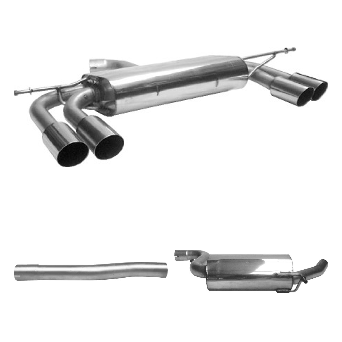 Bastuck Komplettanlage Quattro – Audi A3 8P / S3 8P A3 8P Sportback 4 Zyl. Turbo Frontantrieb