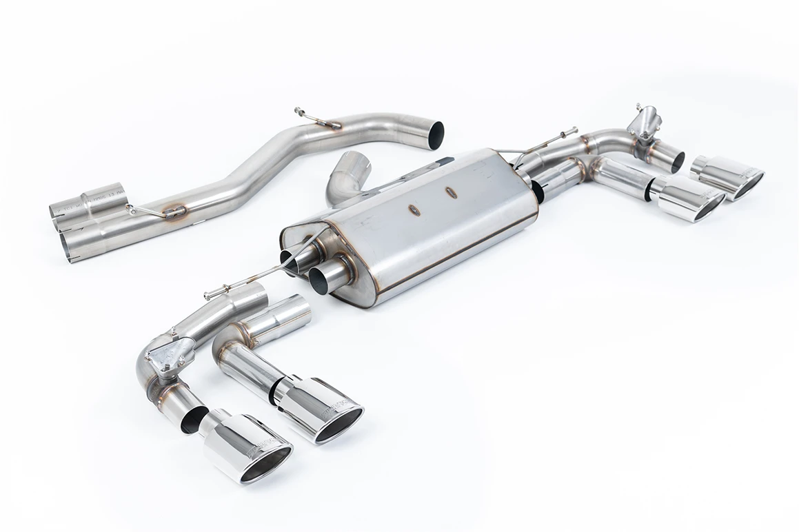 Milltek Sport Sportauspuff passend für Audi S3 2.0 TSFI quattro Sportback - Cat-Back-System- ungedämpft - ovale polierte Endrohre