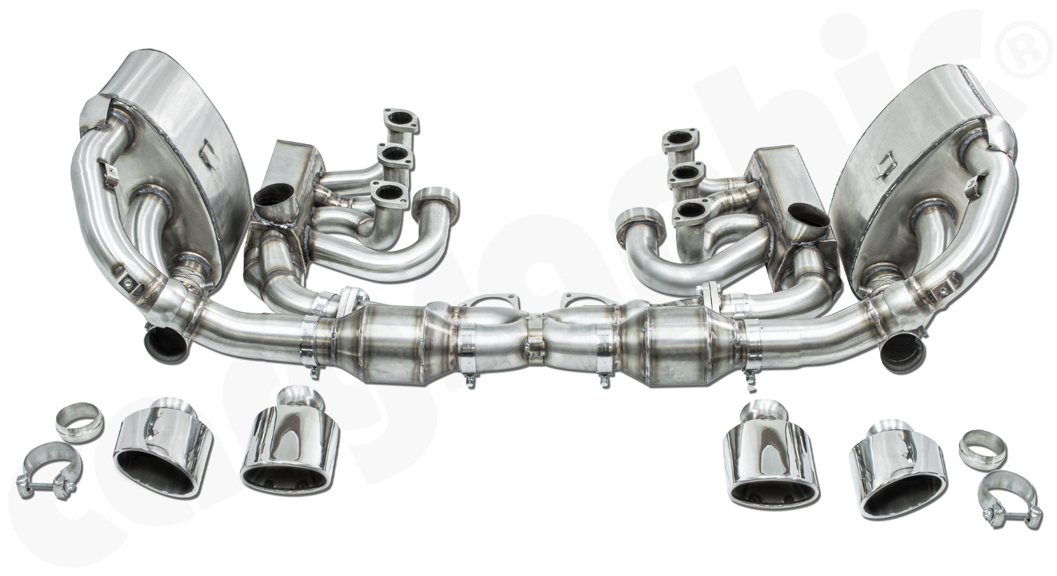 Cargraphic Abgasanlage Porsche 993 ID42 beheizt X-Kat Klappen TÜV Sound/Super Sound Export