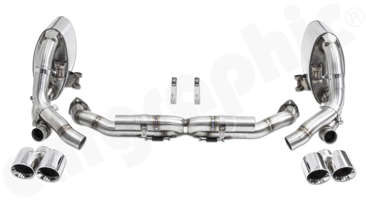 Cargraphic Abgasanlage ab Katalysator Porsche 997.2 Carrera 2x89mm ohne Abgasklappen