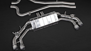 Capristo Sportauspuff mit Klappen Audi TT RS 8S Motorsport runde Endrohre Carbon