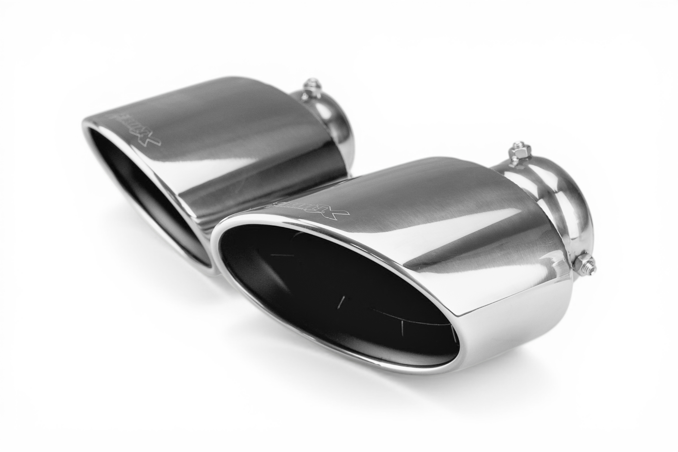 Bull-X Endrohrset: Typ 23 Bull-X KK7676 / Endrohr Set oval PVD Poliert "RS" 170x112x200 L Anschluss 2x76mm