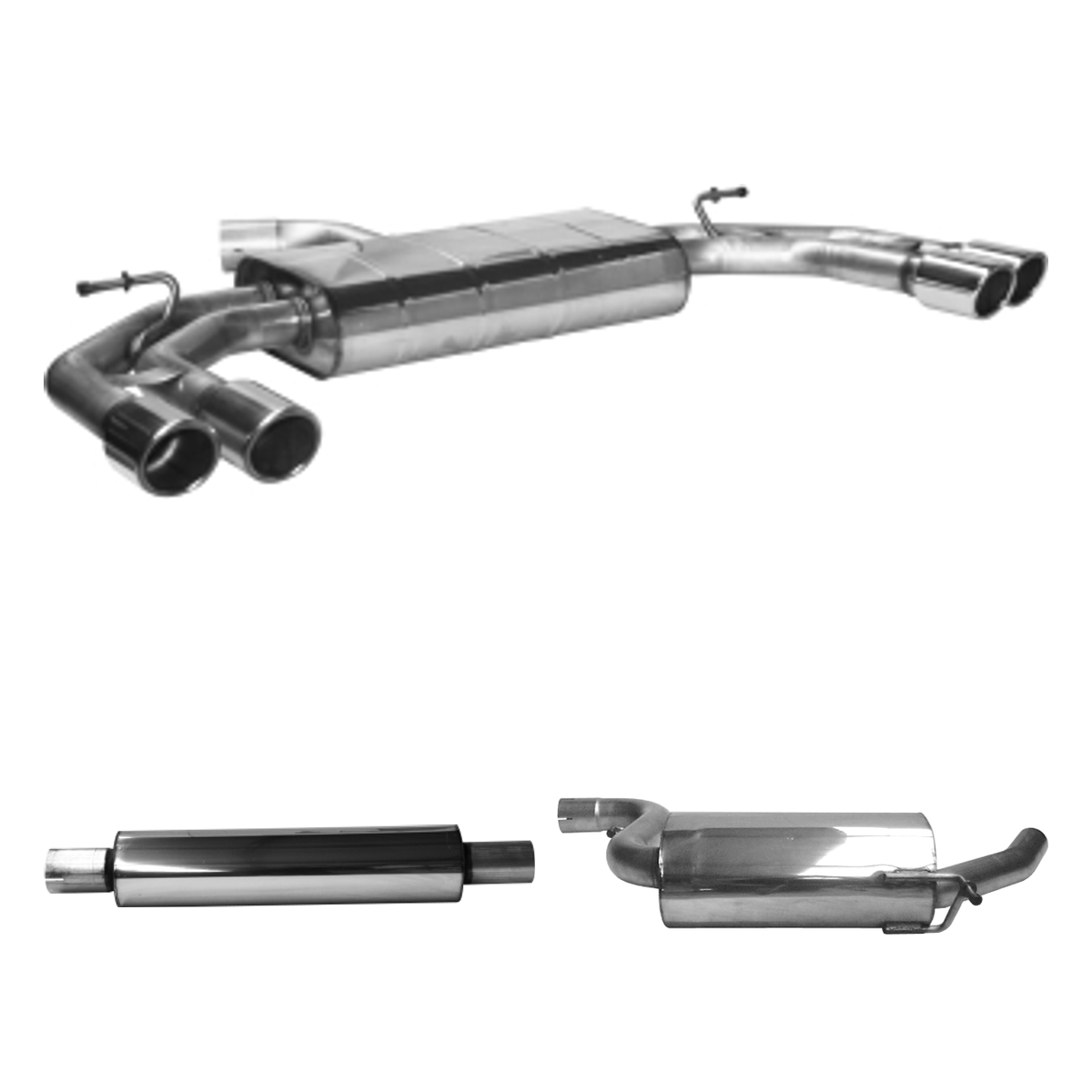 Bastuck Komplettanlage Quattro – Audi A3 8V / S3 8V Audi A3 8V 1.4l TSI 103 KW CPTA/Otto, 110 KW CZEA/Otto, 110 KW DADA/Otto