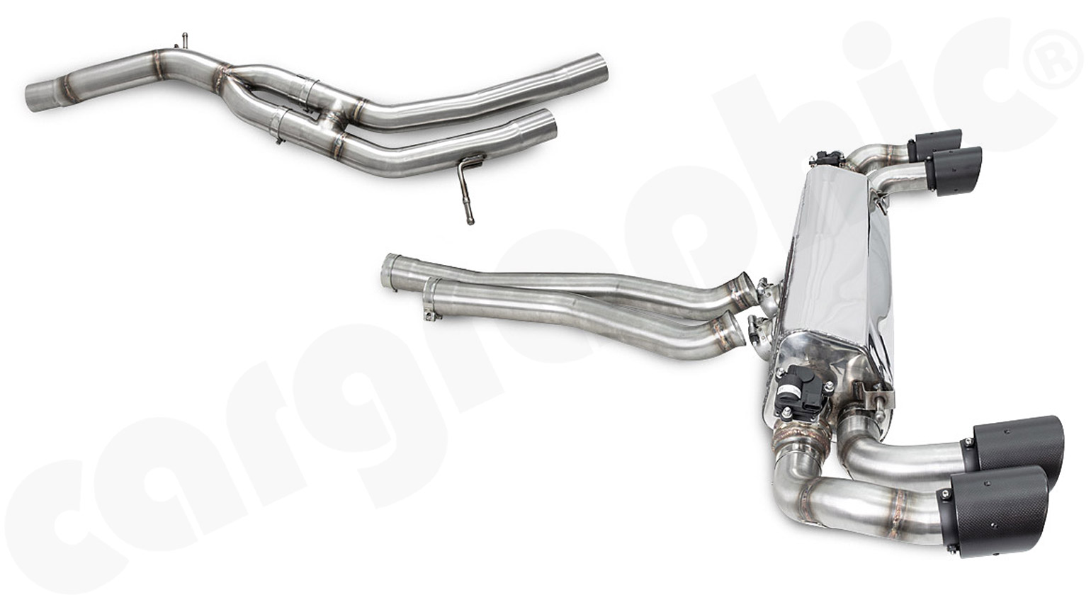 CARGRAPHIC Sport Abgasanlage ab Downpipe mit Klappen für Porsche Cayenne 3 (Typ 536) 3,0L V6 Hybrid