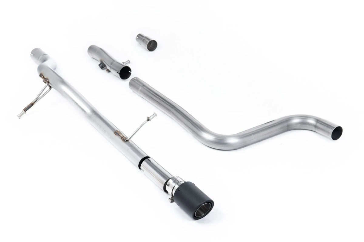 Milltek Sport Auspuffanlage passend für Ford Fiesta MK8 1.0T ab OPF - ungedämpft - carbon Endrohre