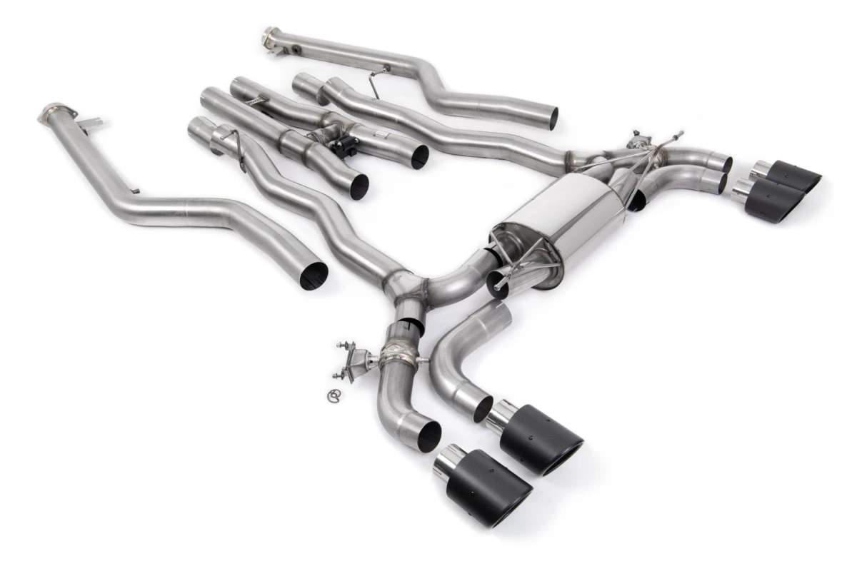Milltek Sport Auspuffanlage passend für BMW M5 Competition 4.4l Twin Turbo F90 mit OPF-Bypass - carbon Endrohre