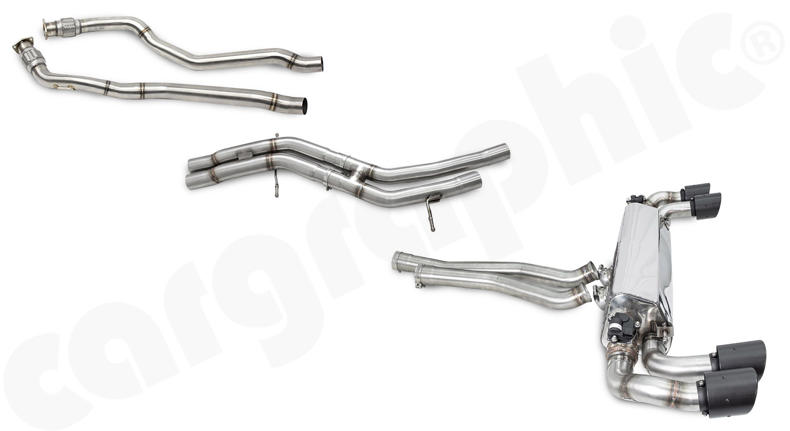 CARGRAPHIC Sport Abgasanlage ab Kat mit Klappen für Porsche Cayenne 3 (Typ 536) 2,9L V6