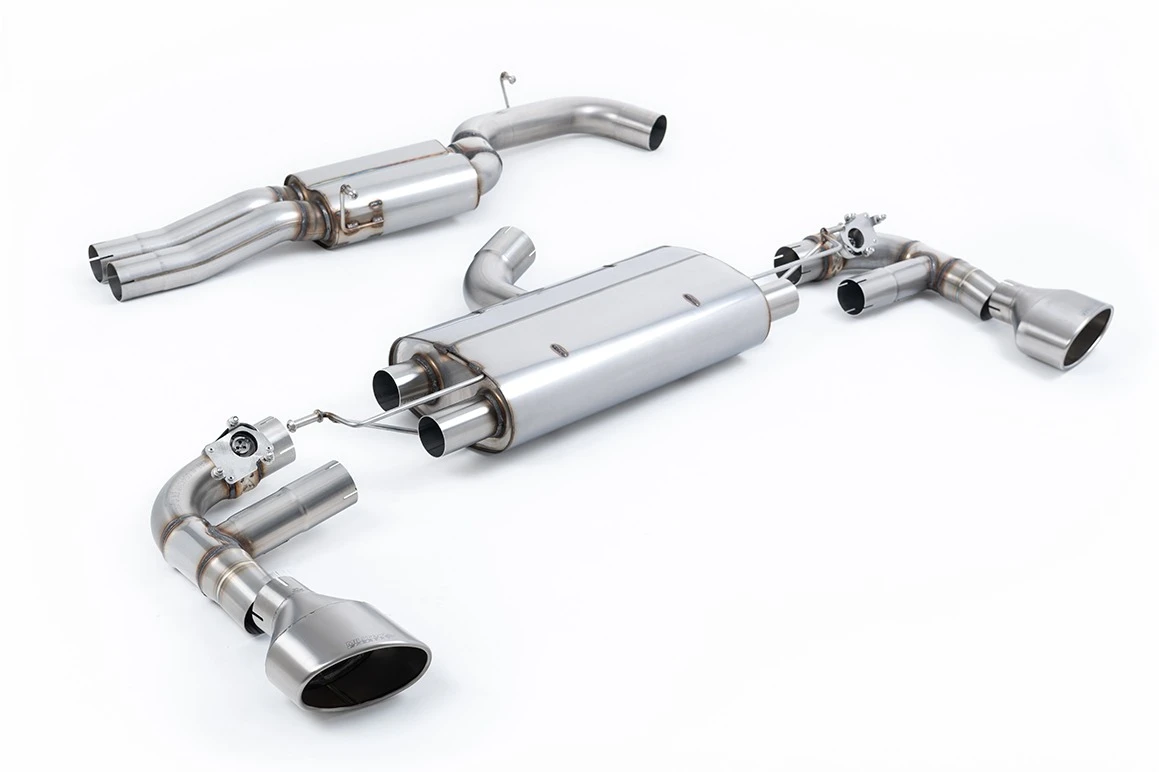 Milltek Klappen Auspuffanlage passend für Audi TT Mk3 TTRS 2.5 TFSI quattro gedämpft - titan-gebürstete Endrohre