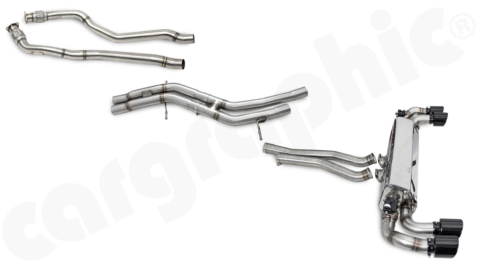 Cargraphic Abgasanlage Katalysator Porsche 9YA Cayenne OPF Glanz-Schwarz/Schwarzchrom