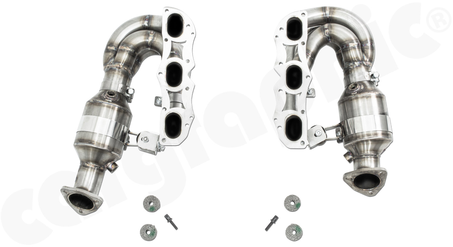 CARGRAPHIC Fächerkrümmersatz mit 100-Zellen-Kats für Porsche 987.2 Boxster / Cayman 2,9L 3,4L