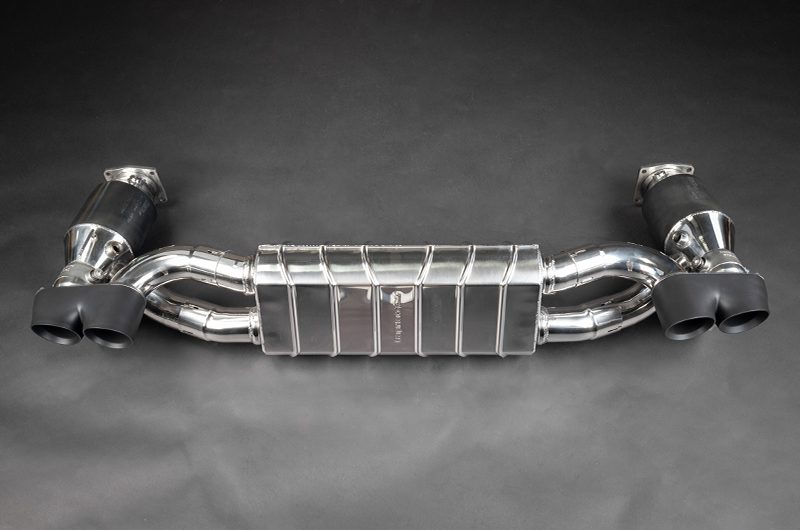 Capristo Klappenendschalldämpfer mit Sportkatalysatoren für Porsche 911 997 Turbo MK2 & Turbo S Rennsport