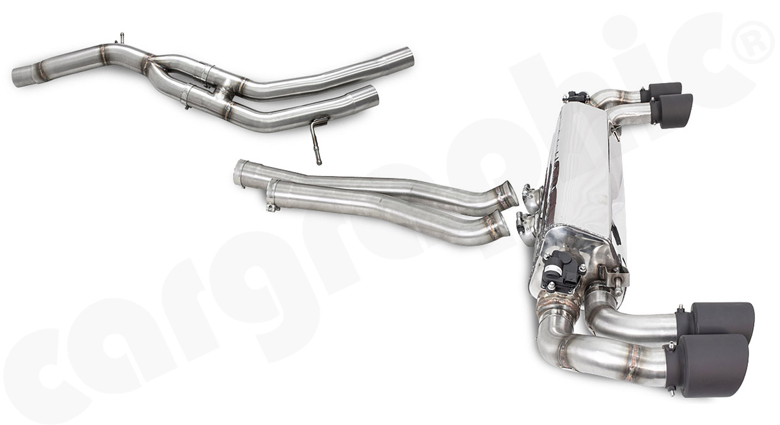 CARGRAPHIC Sport Abgasanlage ab Downpipe mit Klappen für Porsche Cayenne 3 (Typ 536) 3,0L V6 Hybrid