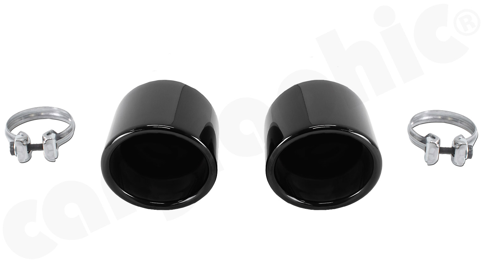 Cargraphic Sport Endrohre Porsche 991.2 Carrera 2x100mm Glanz Schwarz/Schwarzchrom