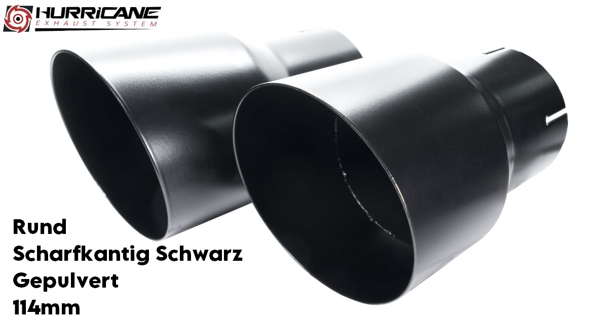 Rund Schwarzkantig Schwarz Gepulvert (114mm)