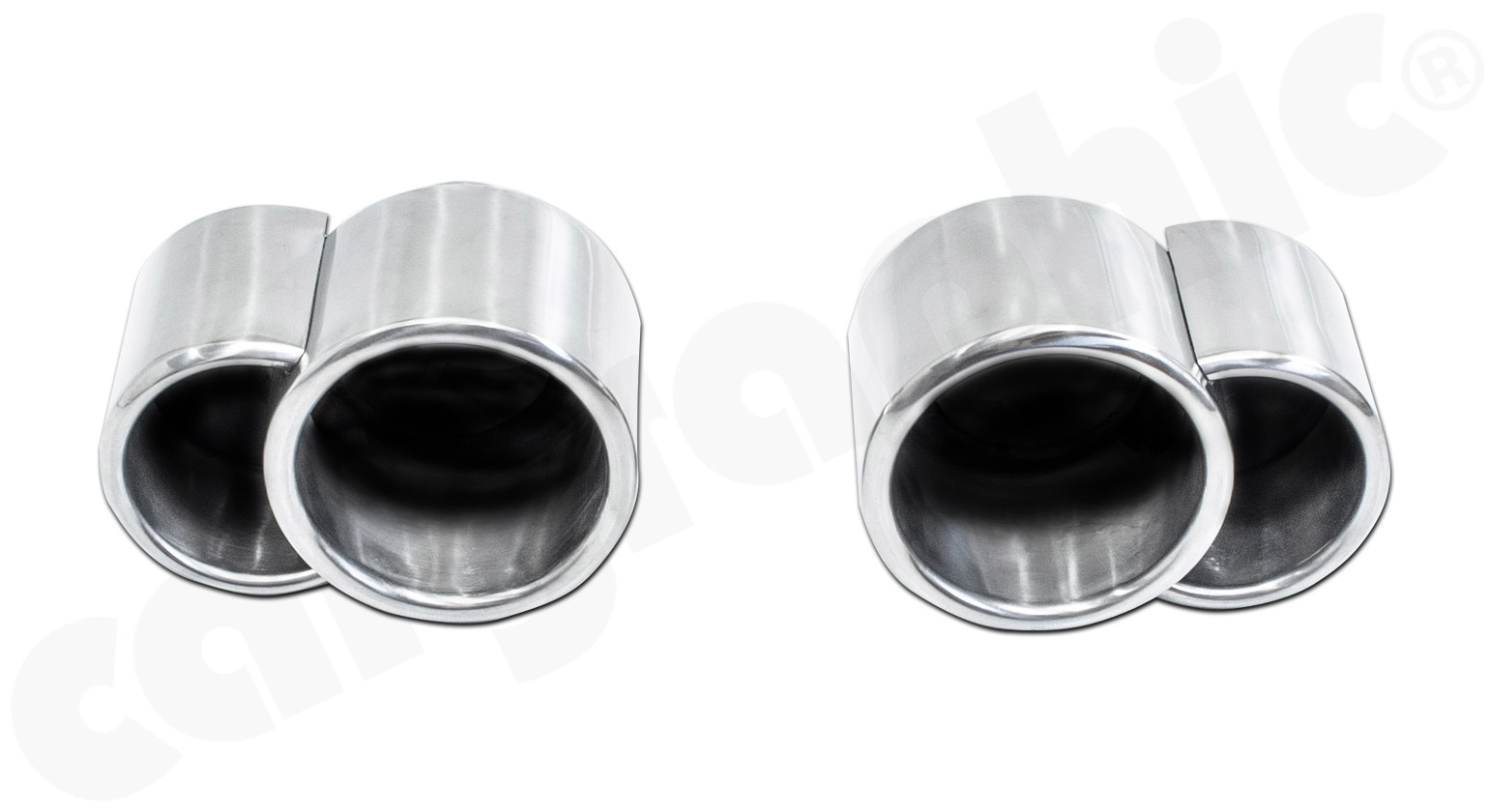 Cargraphic Doppel-Endrohrsatz Porsche 996 Turbo 3,6l 2x100/85mm Hochglanzpoliert