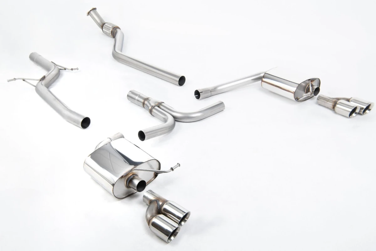 Milltek Sport Auspuffanlage passend für Audi A4 2.0 S line B8 quattro Saloon & Avant 4-flutig - dopelte polierte Endrohre