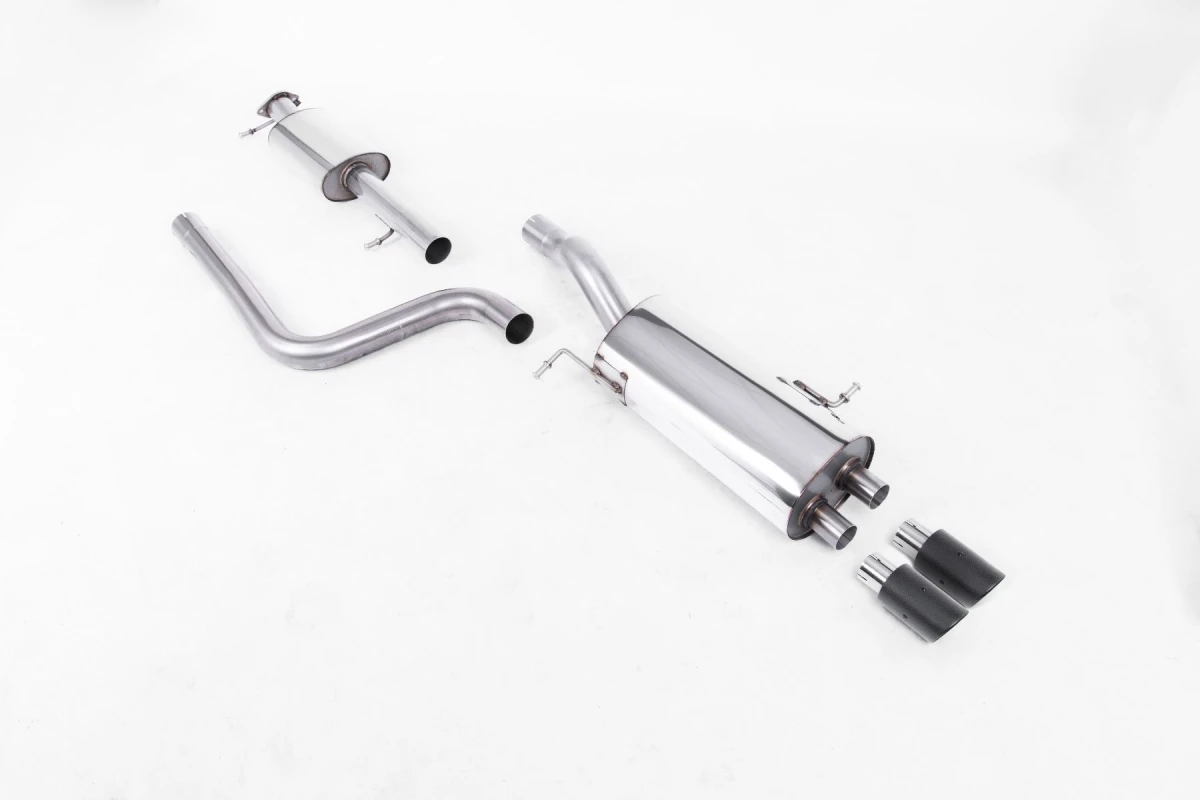 Milltek Sport Rennsport Abgasanlage passend für Ford Fiesta Mk7/7.5 ST 1.6T - resonated - carbon Endrohre