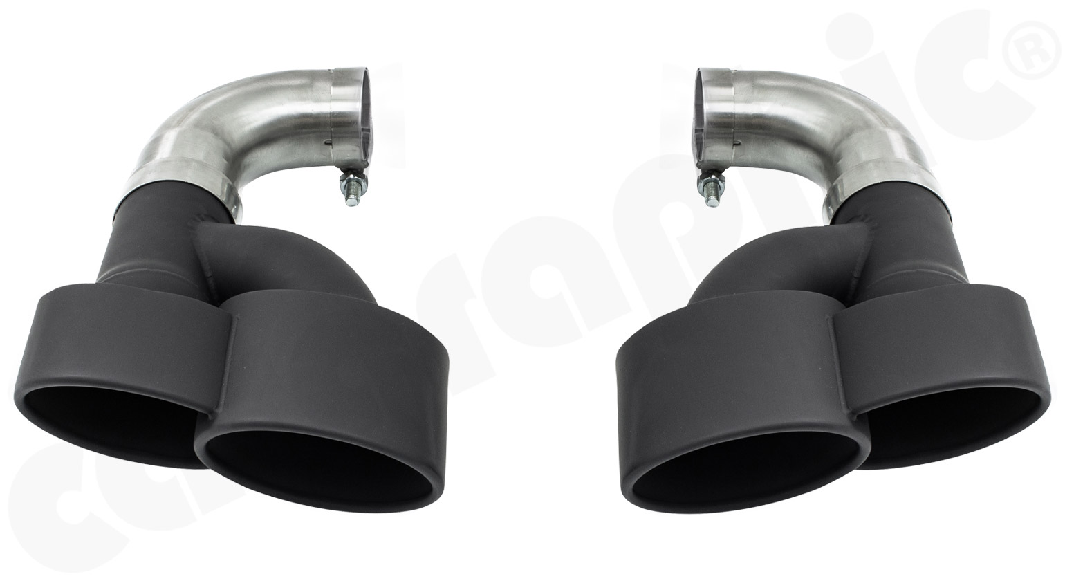 Cargraphic Doppelendrohrsatz Porsche 955 Cayenne 2x125x95mm oval Matt Schwarz Thermopaint