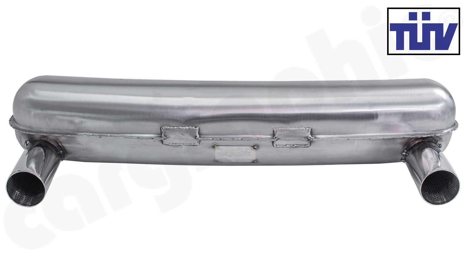 Cargraphic Endschalldämpfer Porsche 911 F/G-Modell 2-Flutig 2x76mm CTC 775mm TÜV Sound