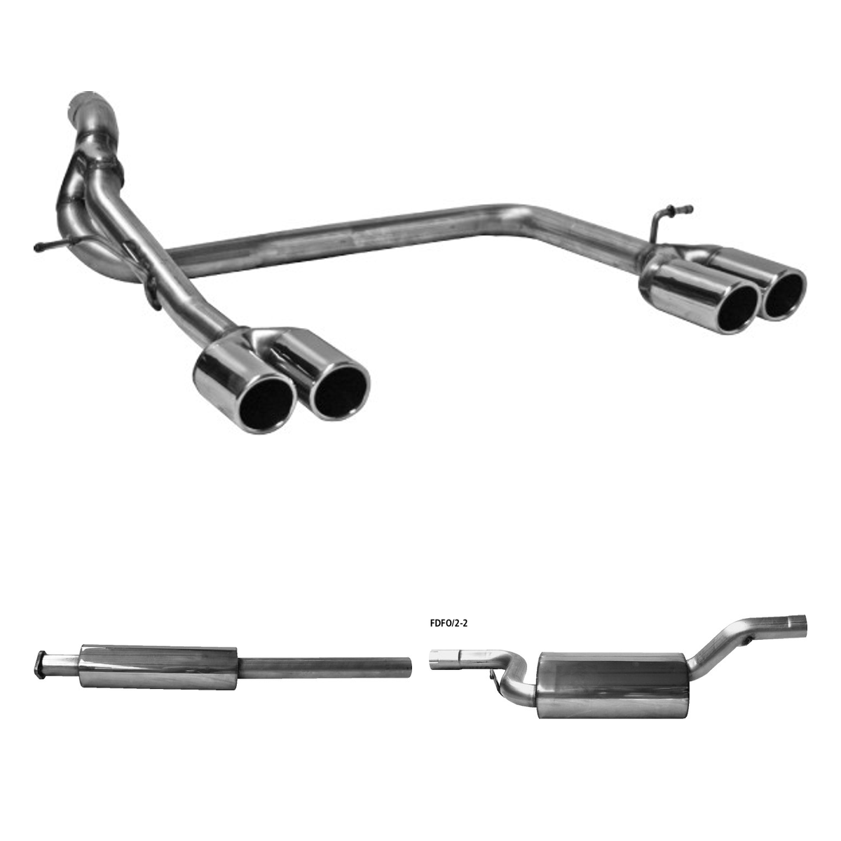 Bastuck Komplettanlage Quattro – Ford Focus 2 Focus CC (ab Bj. 10/2007) Benziner + Diesel ohne Rußpartikelfilter