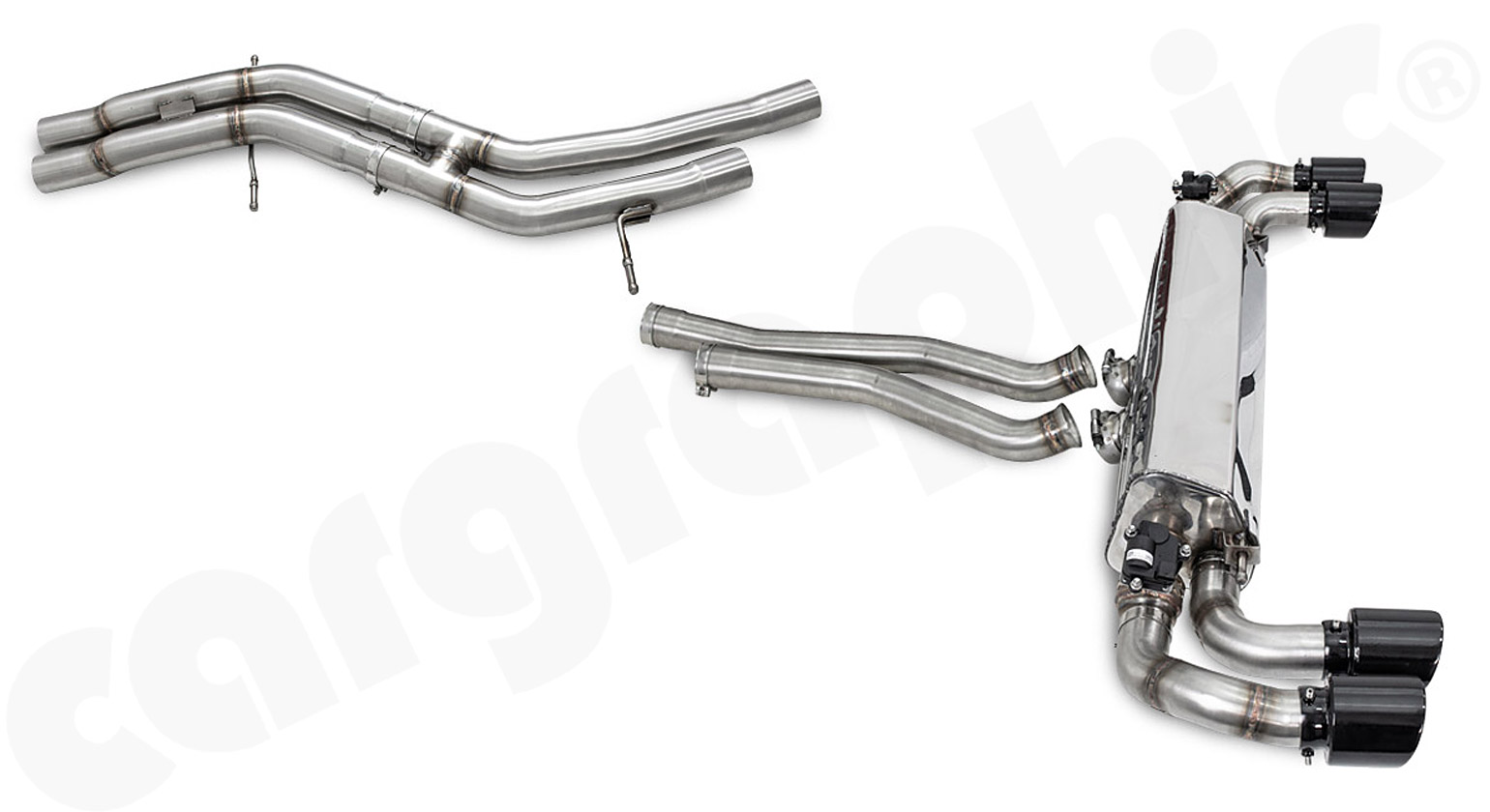 CARGRAPHIC Sport Abgasanlage ab Downpipe mit Klappen für Porsche Cayenne 3 (Typ 536) 3,0L V6 Hybrid
