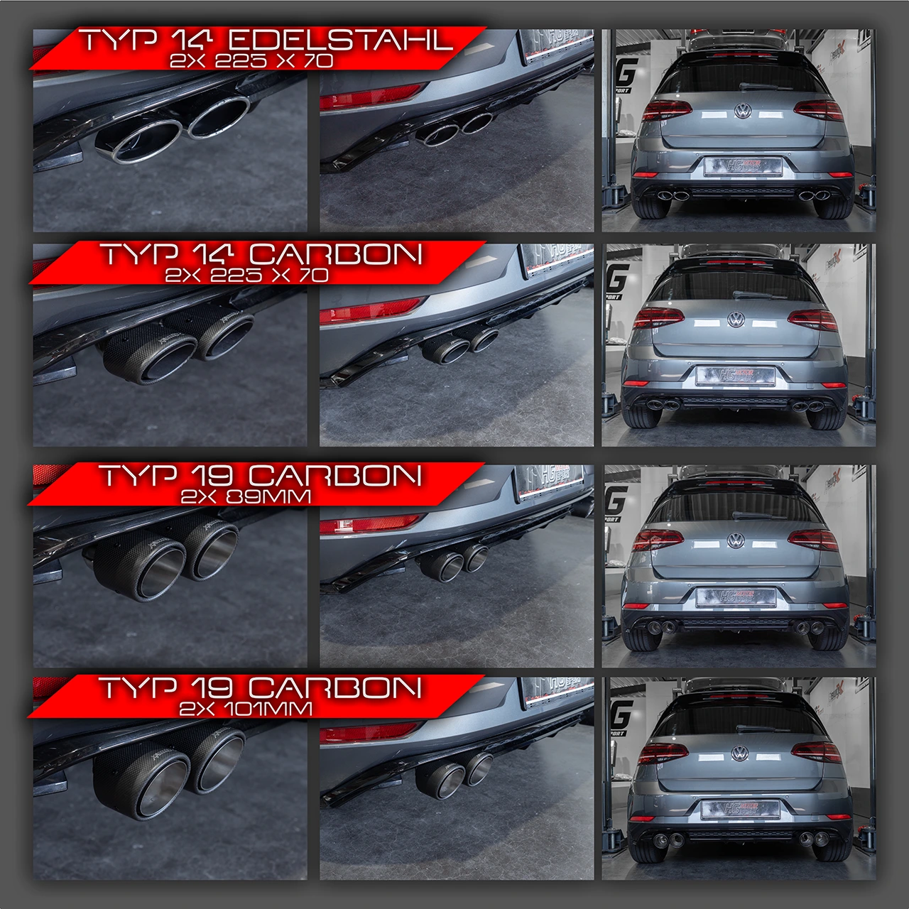 EGO-X Abgasanlage 3,5" VW Golf 7 R Facelift 310PS