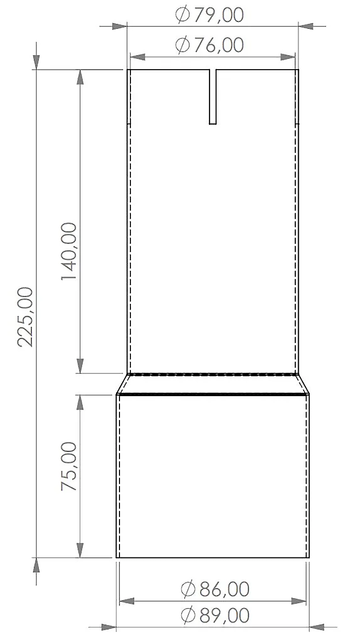 Edelstahl Reduzierer 88,9mm > 76mm geschlitzt Länge: 225mm