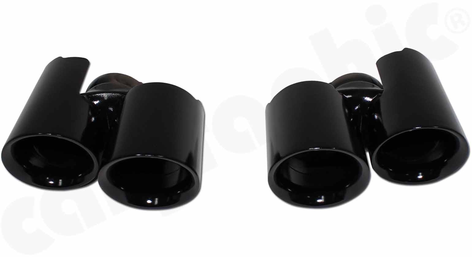 Cargraphic Endrohrsatz Porsche 991.1 Carrera 2x89mm Modena-Design Glanz-Schwarz Emailliert