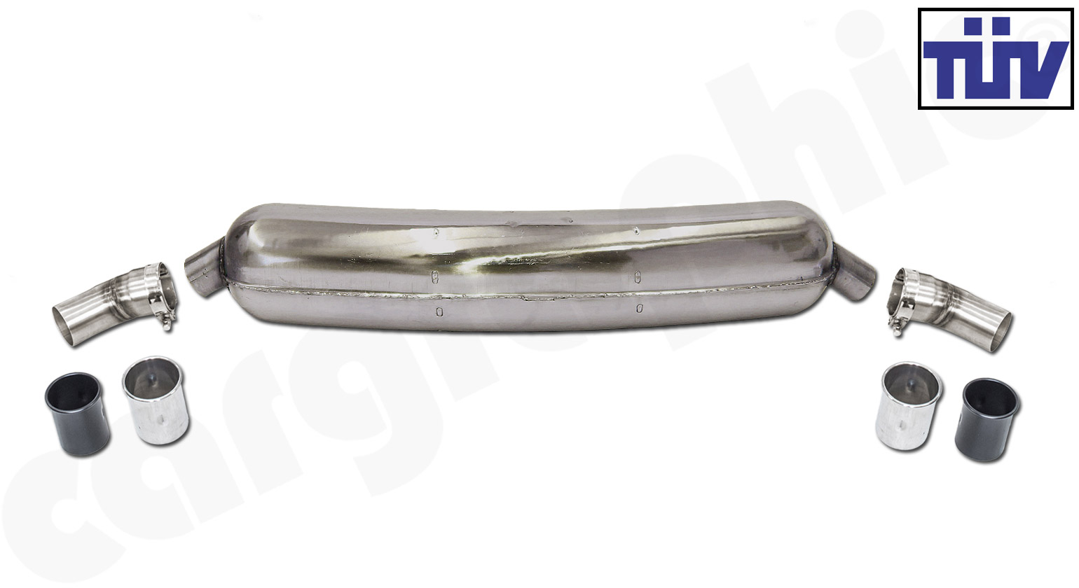 Cargraphic Endschalldämpfer Porsche 911 F-Modell 2-Flutig 2x60mm TÜV Sound