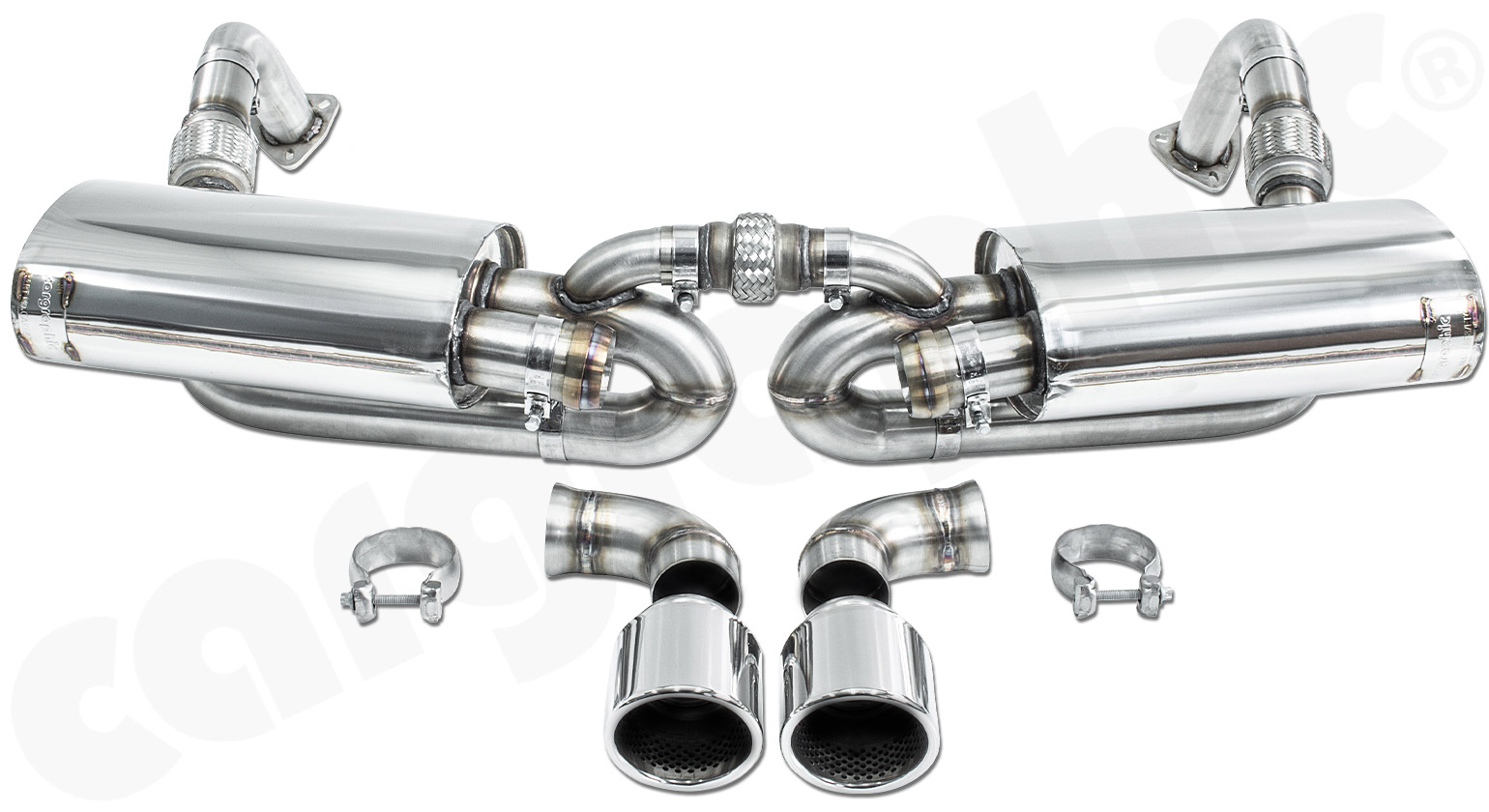 Cargraphic Endschalldämpfer Porsche 987.2 Boxster/Cayman 2x100mm eingerollt Super Sound