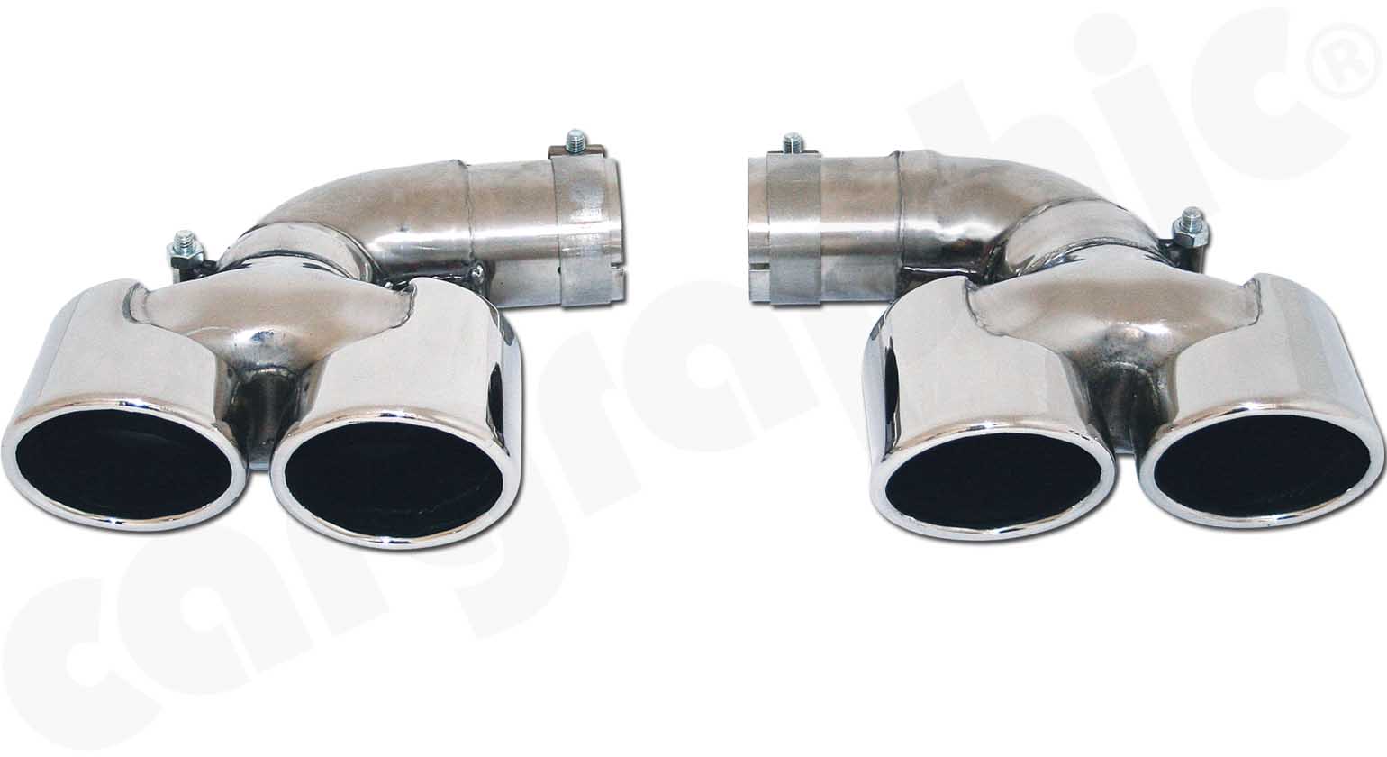 Cargraphic Endrohrsatz Porsche 997.2 Turbo 2x88x77mm oval Edelstahl poliert