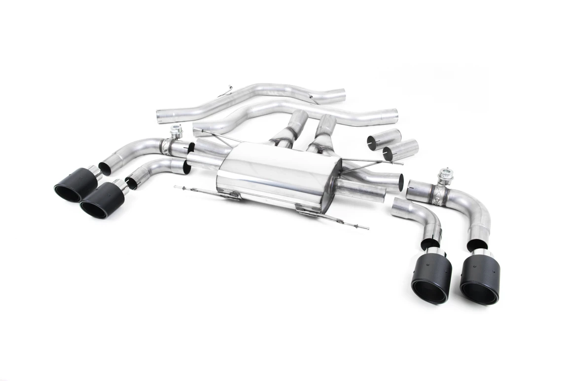 Milltek Sport Auspuffanlage passend für Alfa Romeo Quadrifoglio 2.9 V6 Front Pipe-back mit Abgasklappen- carbon Endrohre