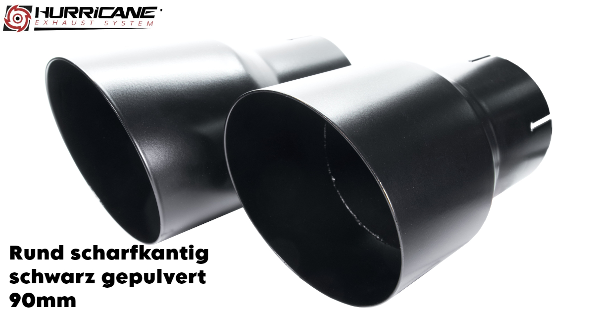 Rund Scharkantig Schwarz Matt gepulvert (90mm)
