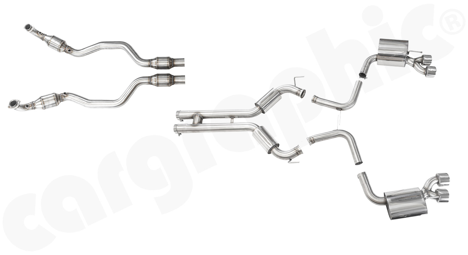 Cargraphic Abgasanlage Mercedes SL R230 SL500 4x200cpsi Katalysatoren Super Sound