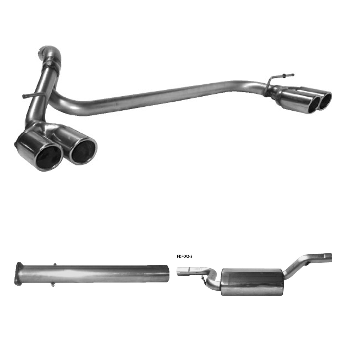 Bastuck Komplettanlage Quattro – Ford Focus 2 Focus 2 Facelift (ab Bj. 10/2007) Diesel mit Russpartikelfilter – ab Bj. 10/2007
