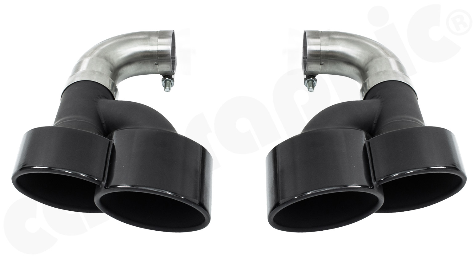 Cargraphic Endrohrsatz Porsche 955 Cayenne 2x125x95mm oval Glanz Schwarz emailliert