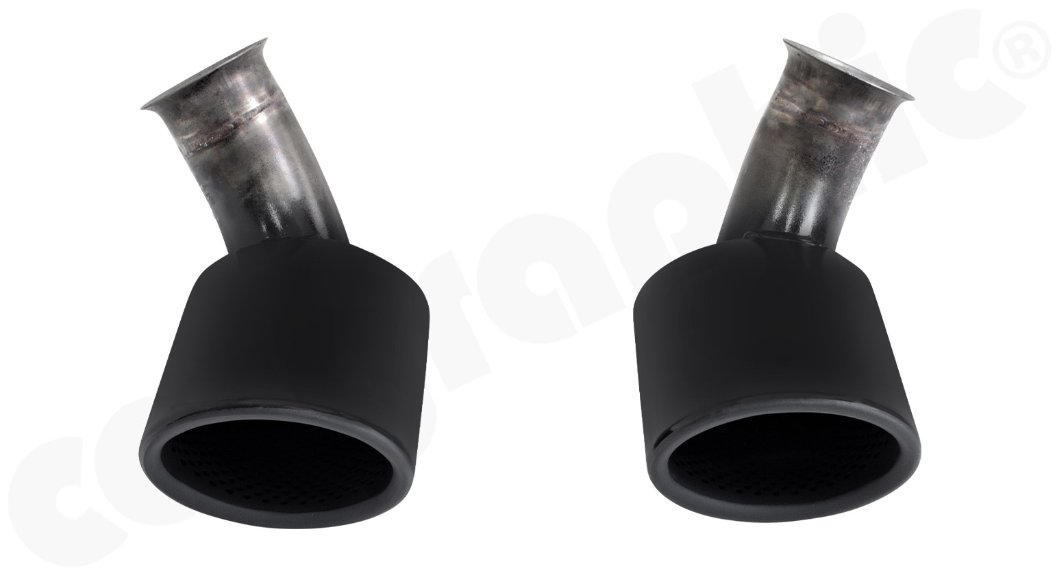 Cargraphic Endrohrsatz Porsche 996.1 115x82mm oval eingerollt Matt Schwarz Thermopaint