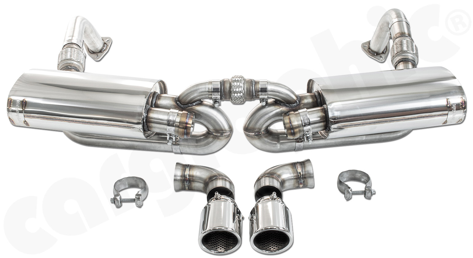 Cargraphic Endschalldämpfer Porsche 987.2 Boxster Cayman 2x89mm eingerollt Super Sound