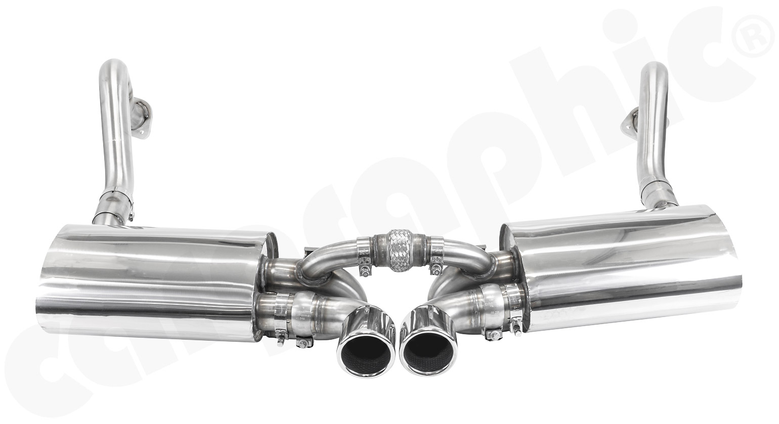Cargraphic Endschalldämpfersatz Porsche 981 Boxster/Cayman ohne Klappen 2x89mm Super Sound
