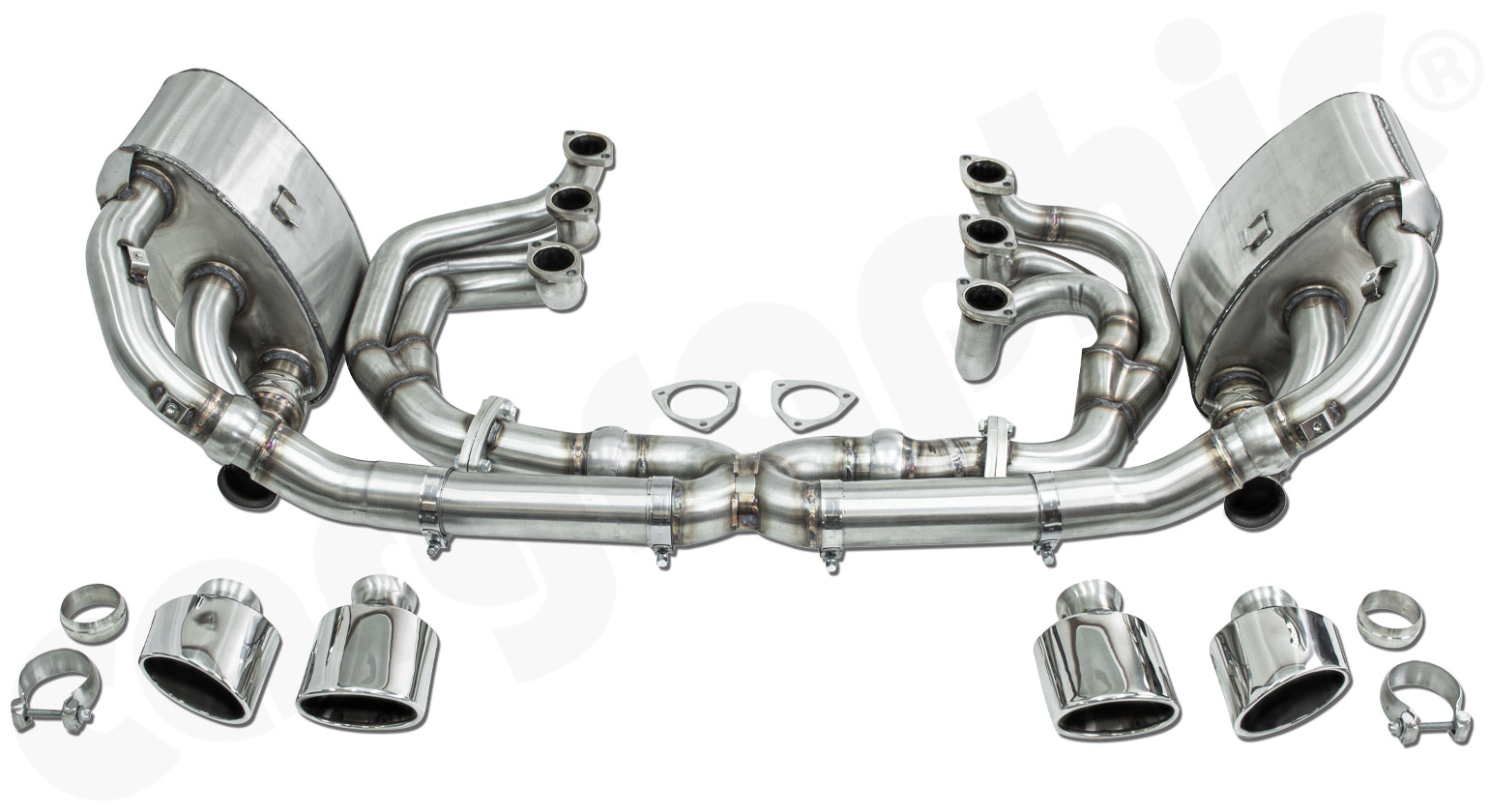 Cargraphic Abgasanlage Porsche 993 ID42 unbeheizt Kat-ER Klappen Sound/Super Sound Export
