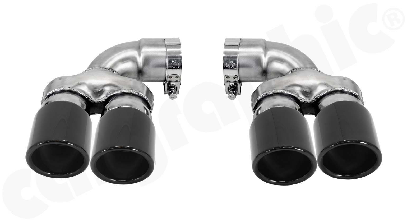 Cargraphic Endrohrsatz BMW 5er G30 Diesel 4x89mm eingerollt Glanz-Schwarz Schwarzchrom