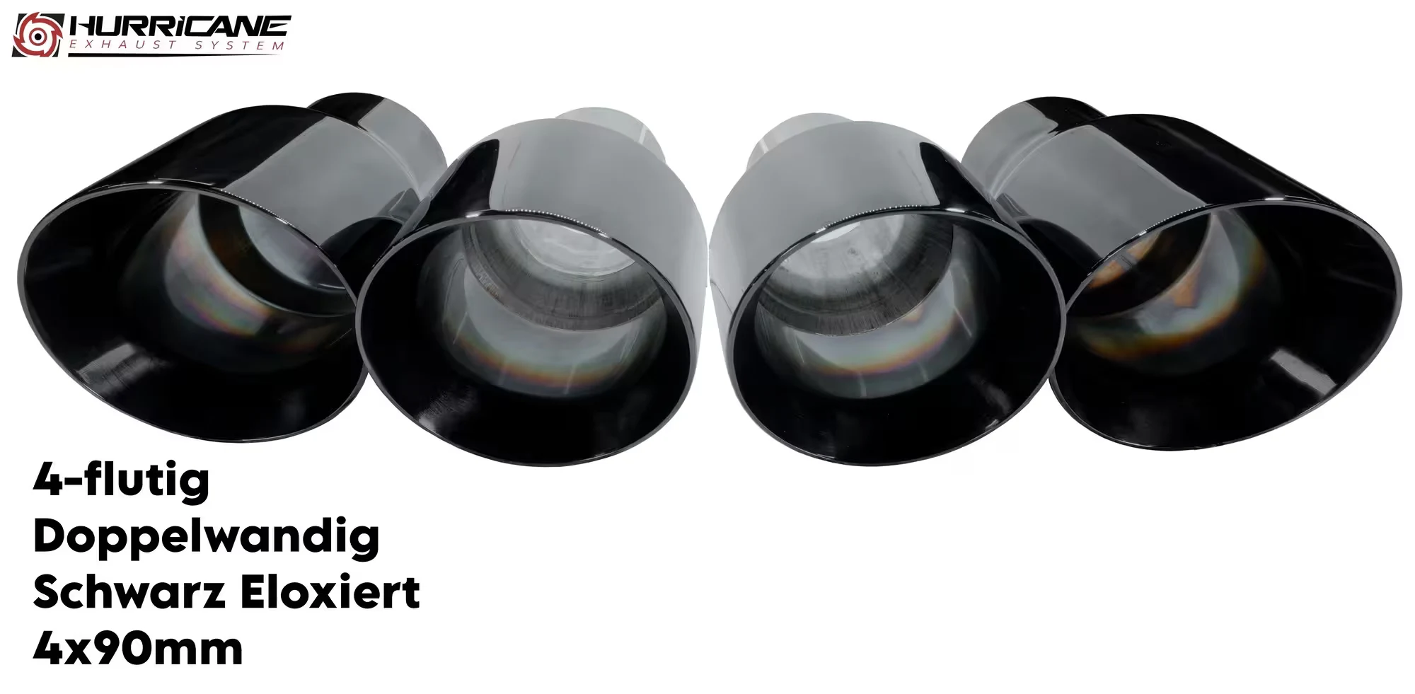 4-flutig Doppelwandig schwarz eloxiert (4x90mm)