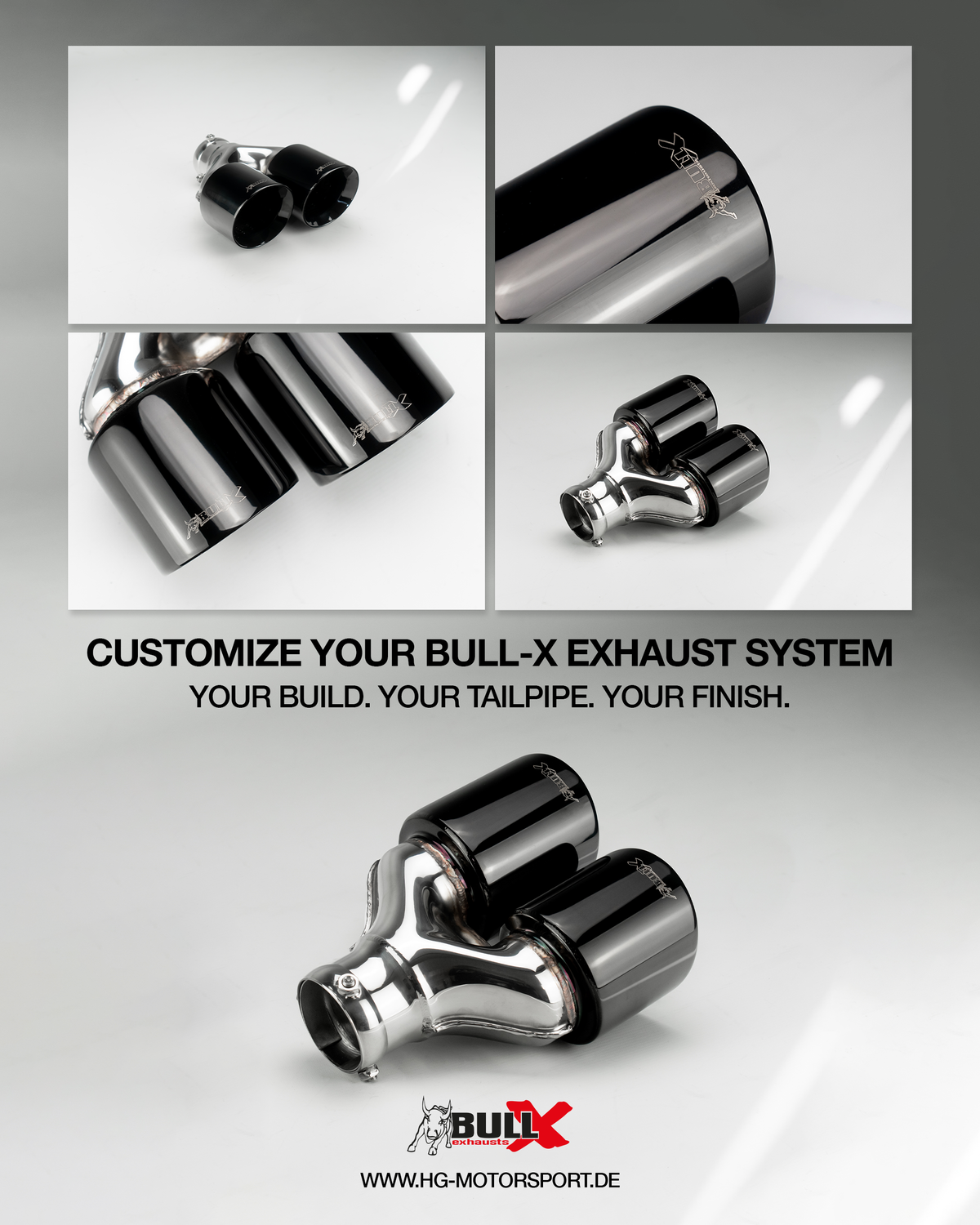 Bull-X Endrohrset Y-Style: Typ 5 CK-Style versetzt  (A:1x64mm + 1x76mm)